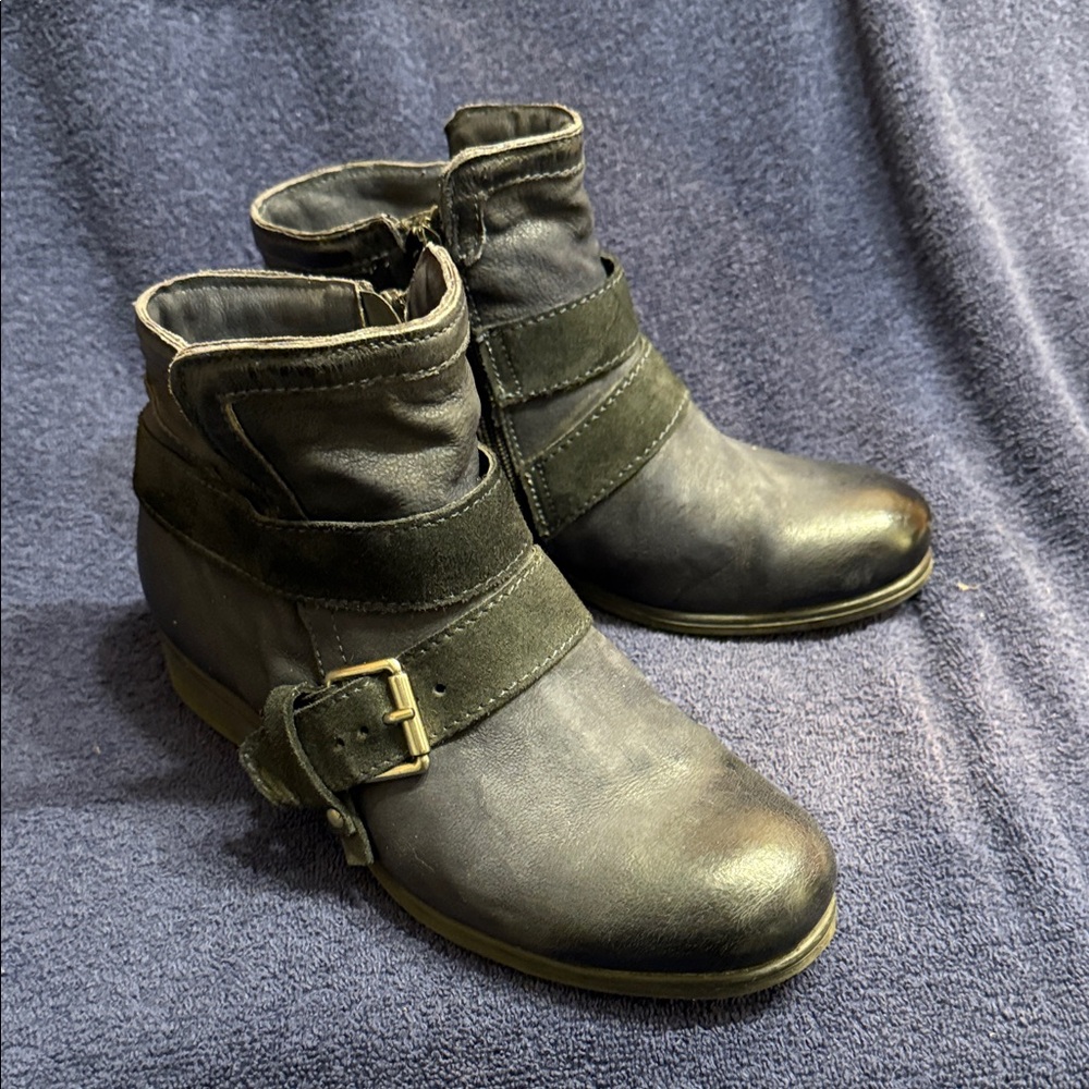 Miz Mooz Black Ankle Boots with Buckle Detail